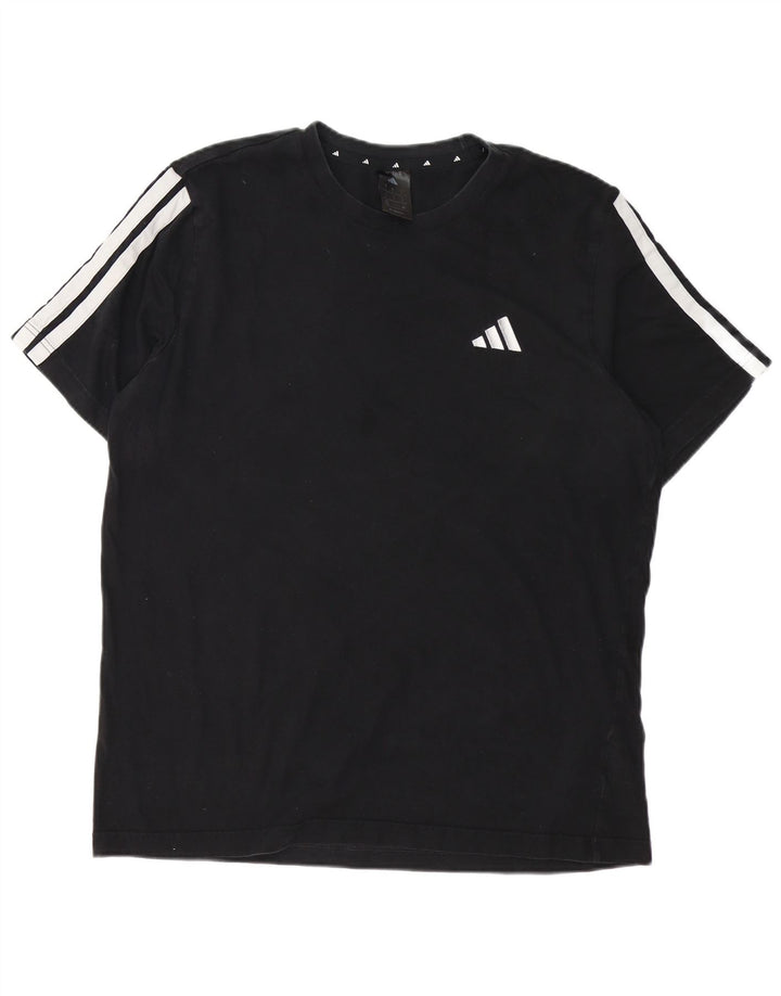 Мужская футболка Adidas Top большого размера из хлопка черного цвета