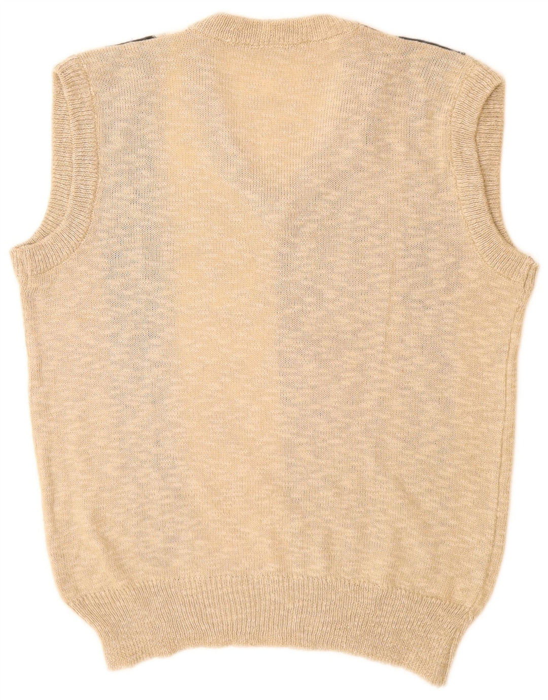 VINTAGE Womens Vest Tank Top UK 14 Medium Beige Colourblock