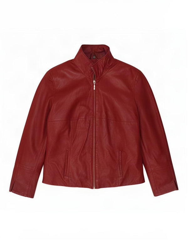 Vintage Womens Leather Jacket IT 44 Medium Burgundy