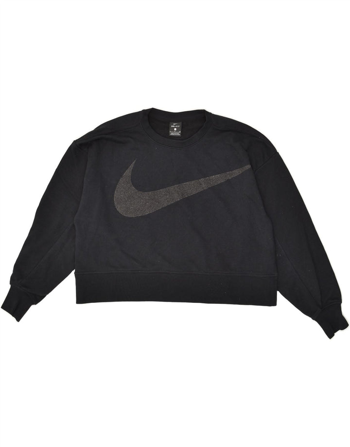 NIKE Womens Crop Graphic Sweatshirt Jumper UK 10 Small Black Vintage Nike and Second-Hand Nike from Messina Hembry 