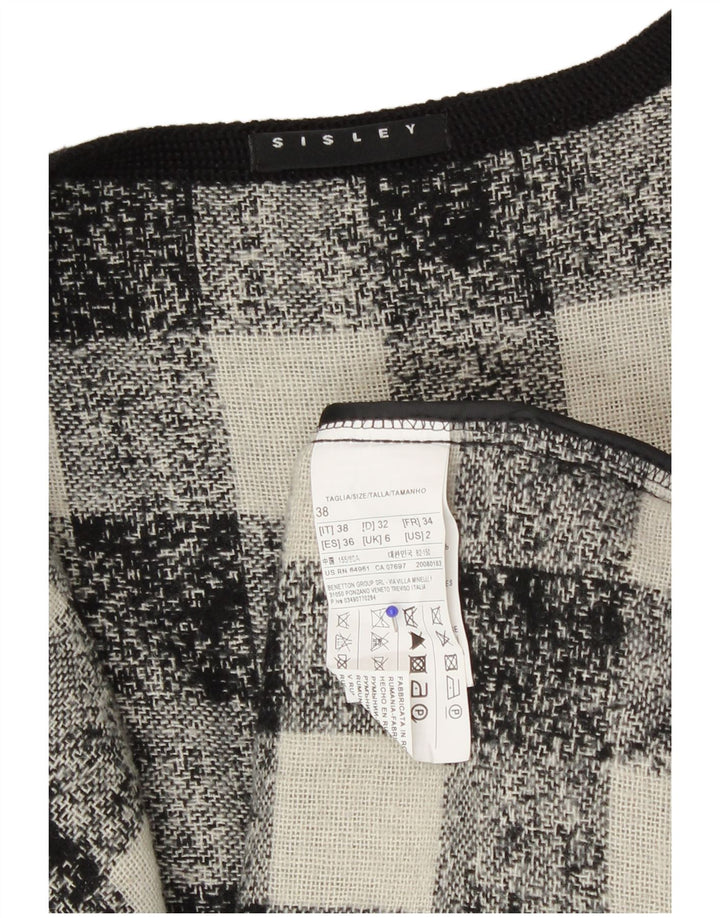 Женский пиджак оверсайз Sisley UK 6 XS, черный, акрил в мелкую клетку