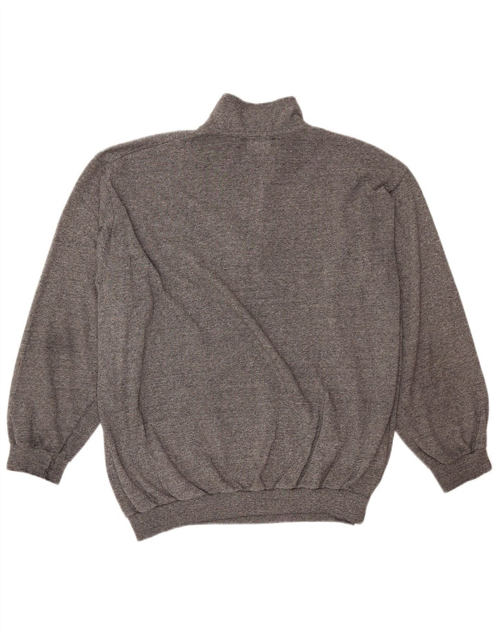 ВИНТАЖНЫЙ женский свитер с воротником на молнии, Великобритания, 18 XL, серый в крапинку