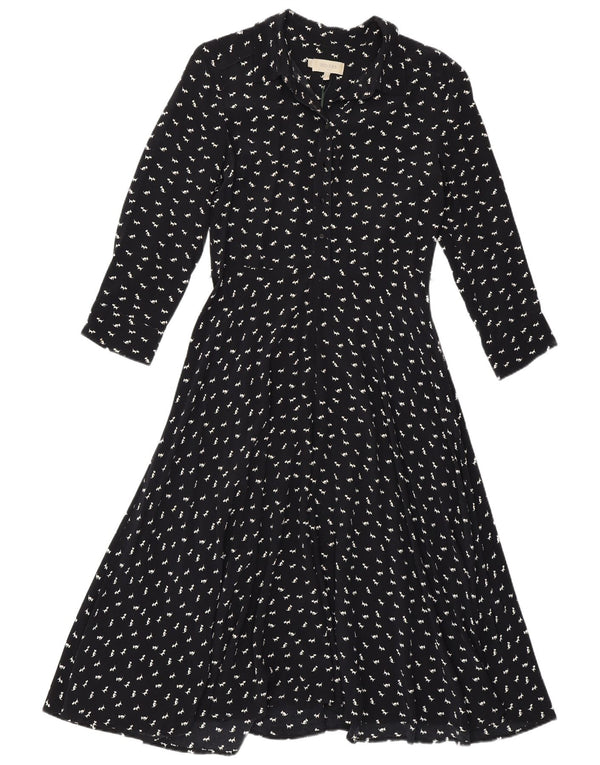 Женское платье трапециевидного силуэта Hobbs UK 10, маленькое темно-синее с животным принтом, вискоза