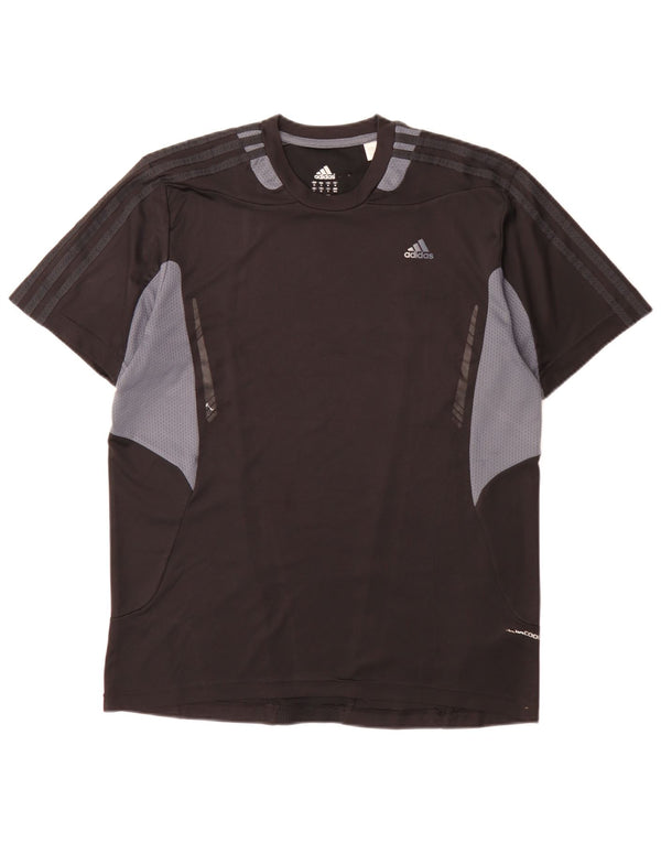 Adidas Mens T-Shirt Top Medium Black Colourblock Polyester Sports