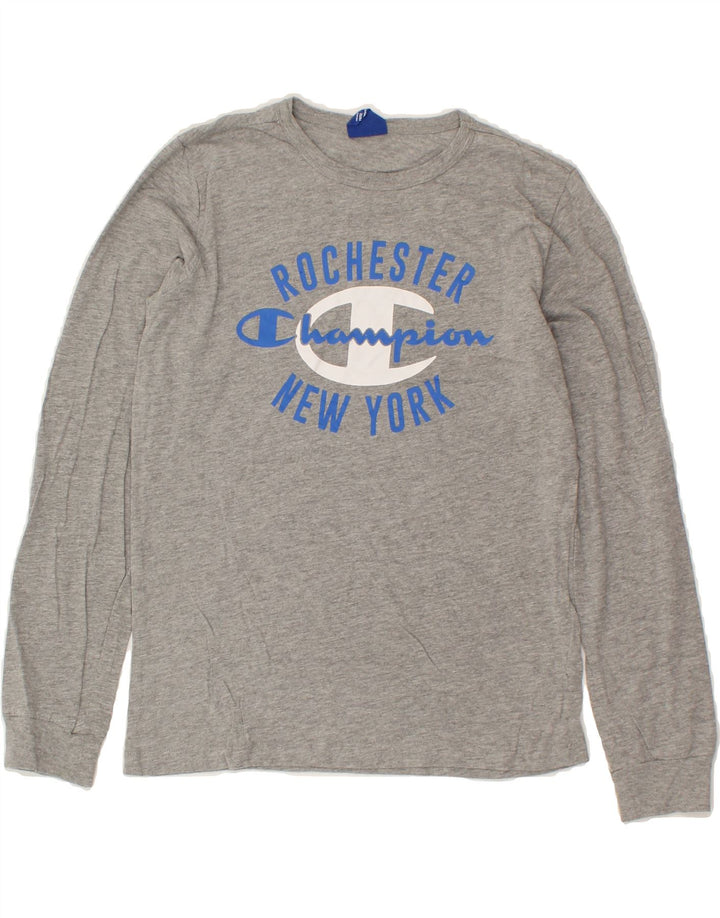 CHAMPION Boys Graphic Top Long Sleeve 11-12 Years Large Grey Cotton Vintage Champion and Second-Hand Champion from Messina Hembry 