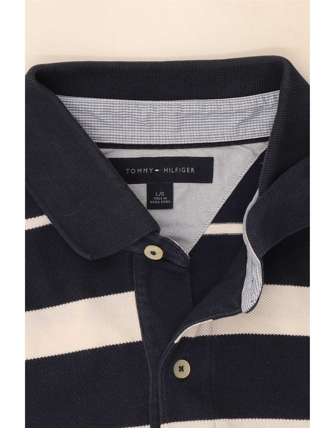 Мужская рубашка-поло Tommy Hilfiger, большая темно-синяя полоска