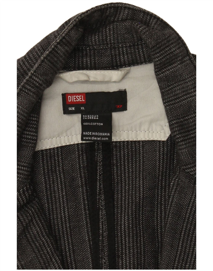 Мужской пиджак Diesel на 2 пуговицах UK 42 XL, хлопковый серый полосатый пиджак