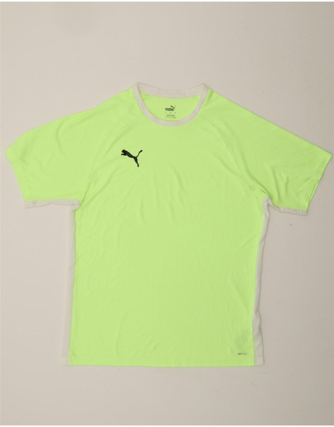 PUMA Mens T-Shirt Top Large Green Colourblock Polyester Vintage Puma and Second-Hand Puma from Messina Hembry 