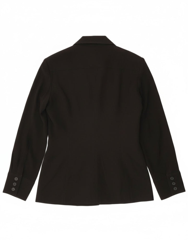 Винтажный женский пиджак на 6 пуговицах, Великобритания, 14, большой черный полиэстер