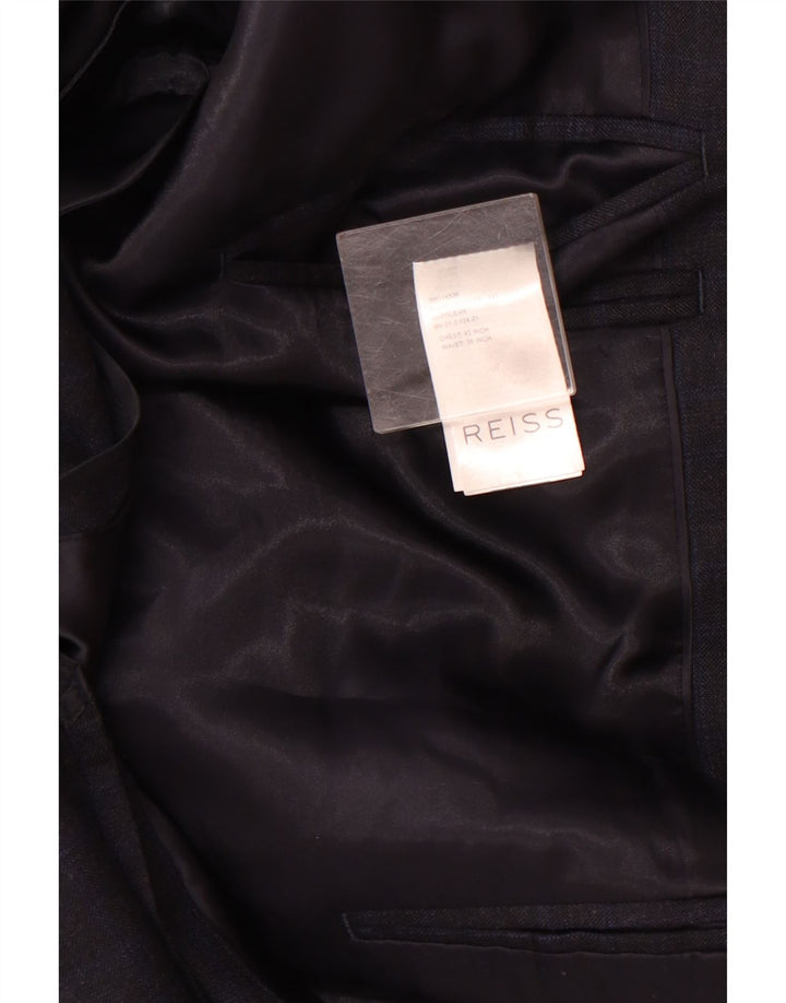 Мужской пиджак Reiss на 1 пуговице, Великобритания 42 XL, темно-синий, шерстяной в клетку