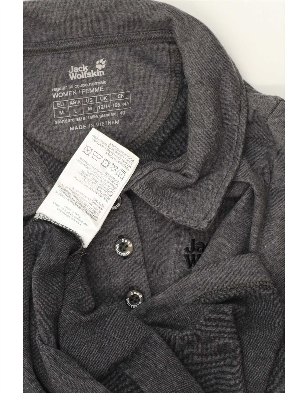 Женская рубашка поло Jack Wolfskin UK 12/14, средний серый полиэстер с крапинками