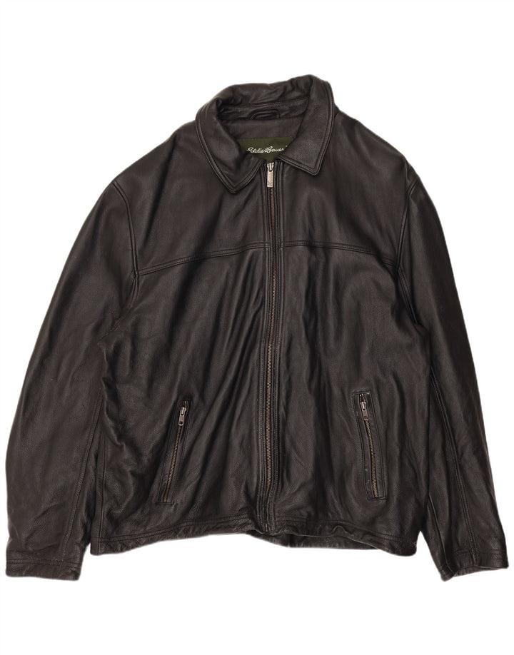 Мужская кожаная куртка Eddie Bauer UK 42 XL черная кожа