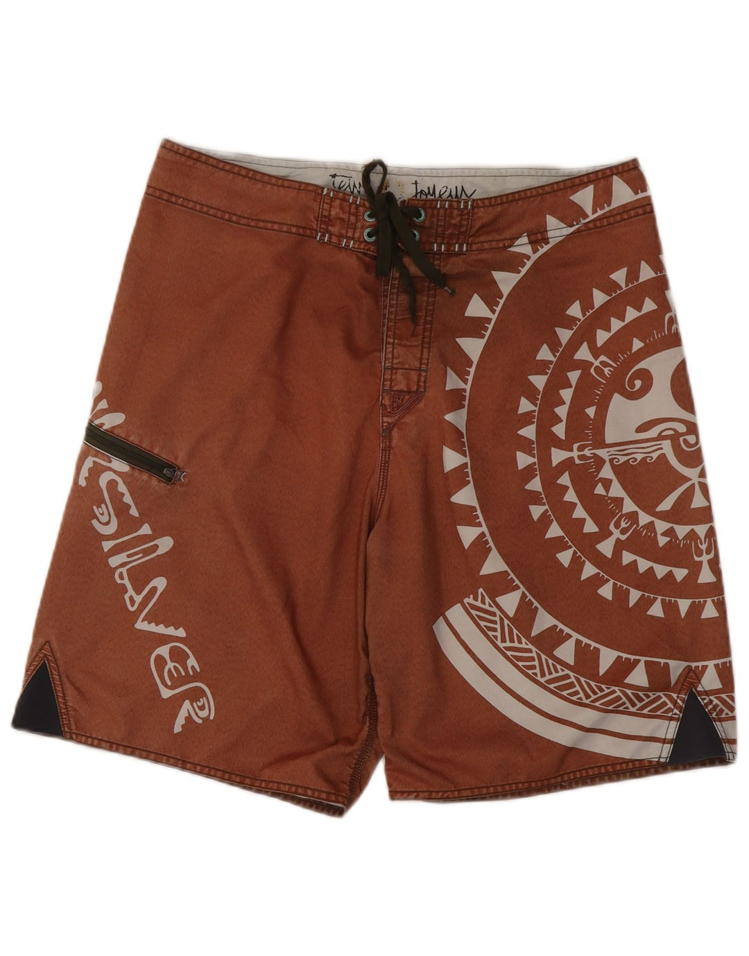 Мужские шорты для плавания Quiksilver с графическим рисунком, средний коричневый, полиэстер с геометрическим рисунком