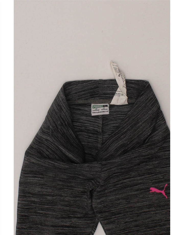 PUMA Girls Leggings 3-4 Years 2XS Grey Pinstripe Polyester Vintage Puma and Second-Hand Puma from Messina Hembry 