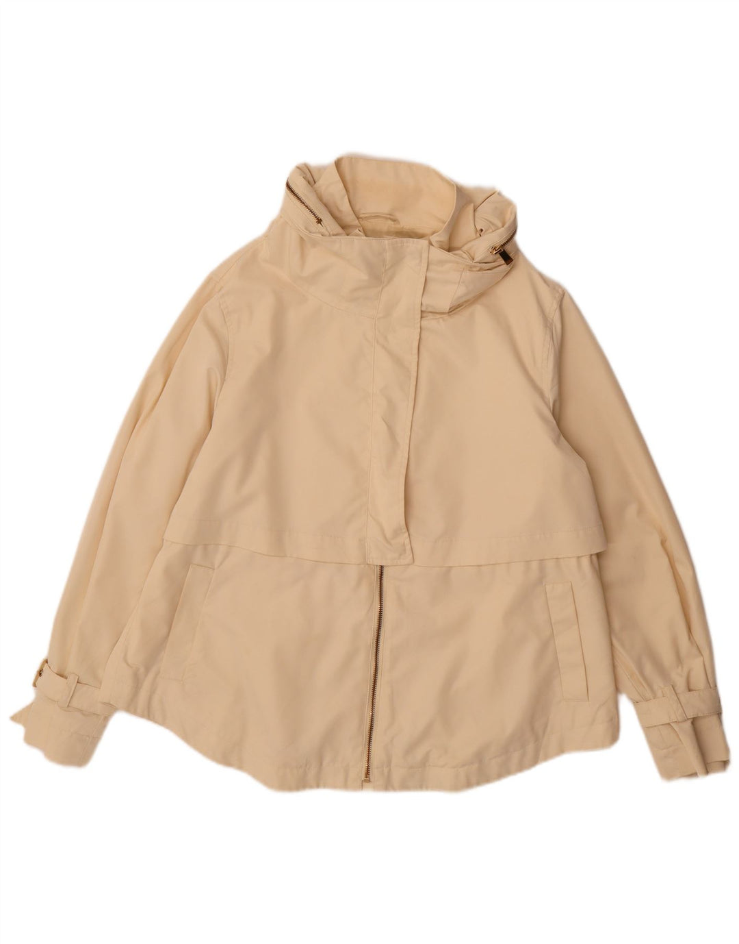 Женская куртка-бомбер с капюшоном Zara UK 14, большой размер, бежевый полиэстер