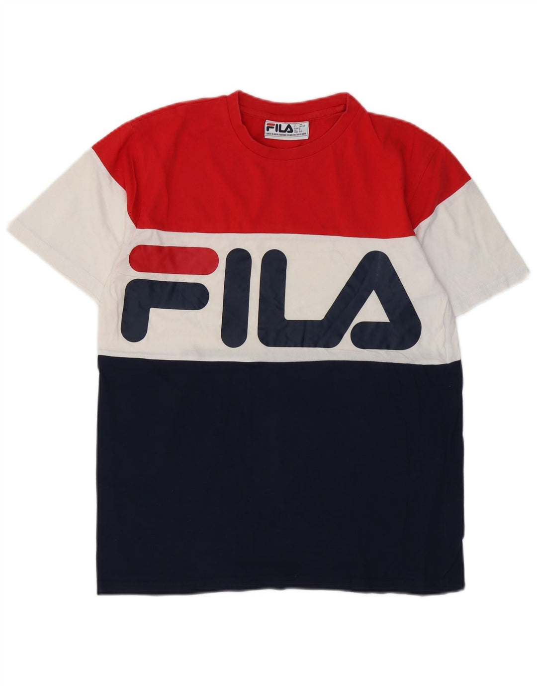 Мужская футболка FILA с графическим рисунком, маленький разноцветный хлопок с цветными блоками