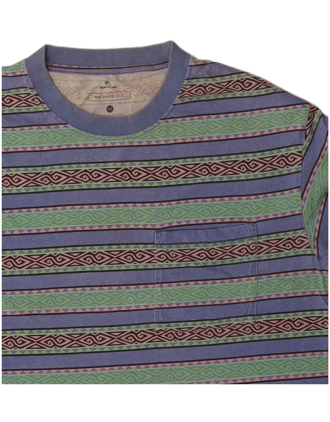 Мужская футболка свободного покроя RIP CURL, топ XS, разноцветный хлопок с геометрическим рисунком