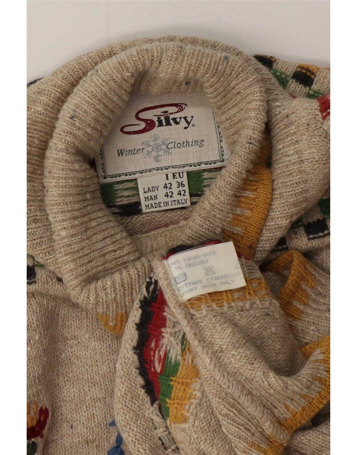 Женский джемпер с высоким воротником Silvy IT 42, средний бежевый, новинка с геометрическим рисунком