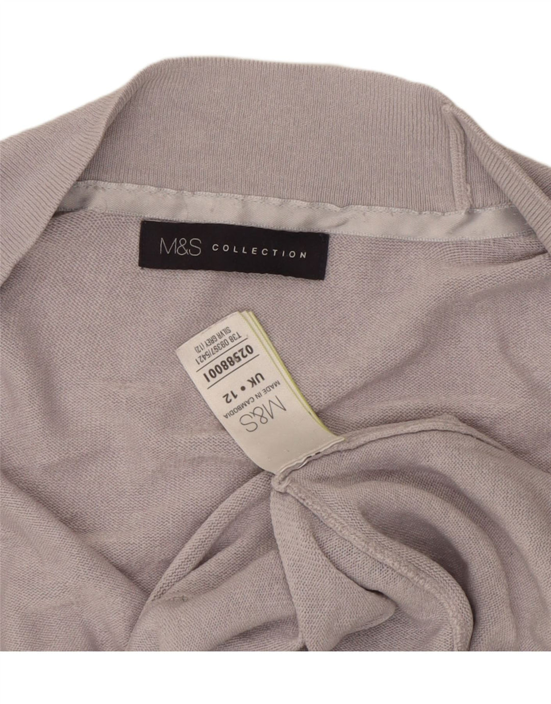 Женский открытый кардиган Marks & Spencer UK 12, средний серый акрил