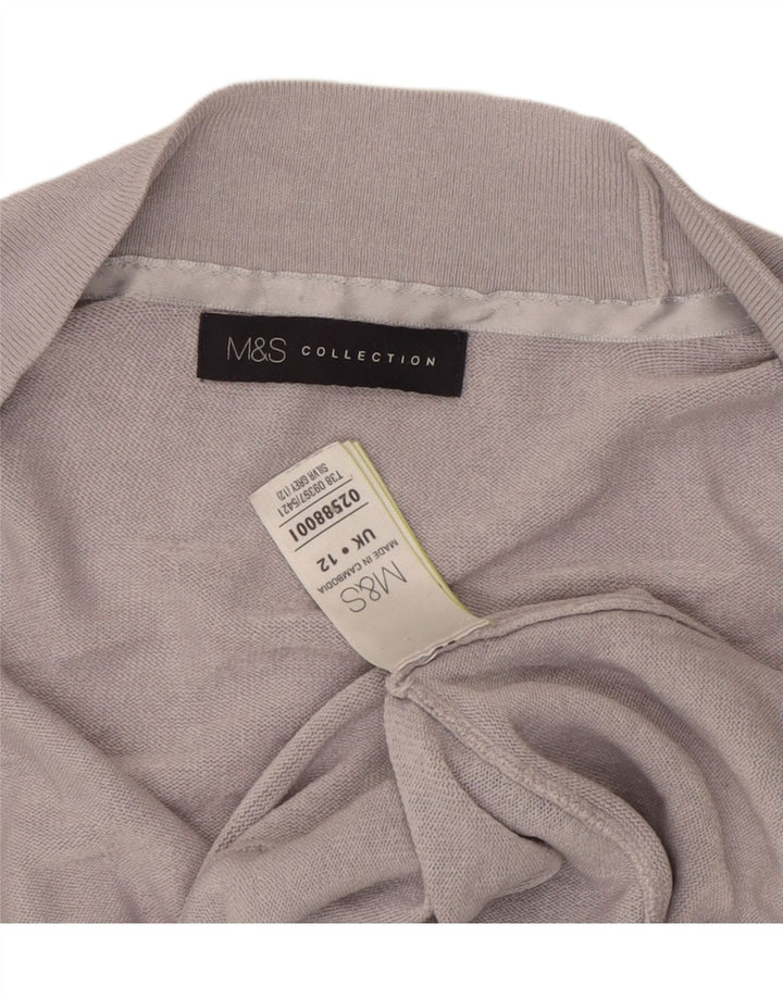 Женский открытый кардиган Marks & Spencer UK 12, средний серый акрил