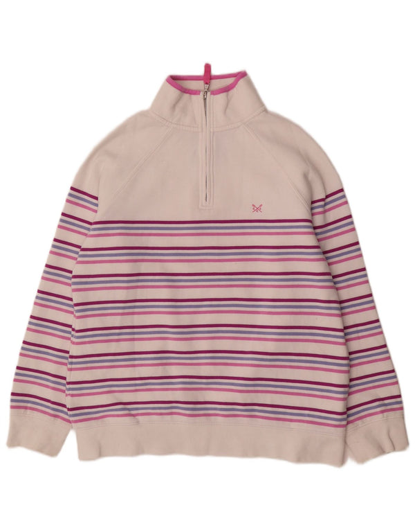 Crew Clothing Женский свитшот с воротником на молнии UK 12 Средний белый в полоску