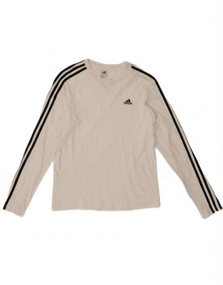 ADIDAS Womens Top Long Sleeve UK 8/10 Small White Cotton