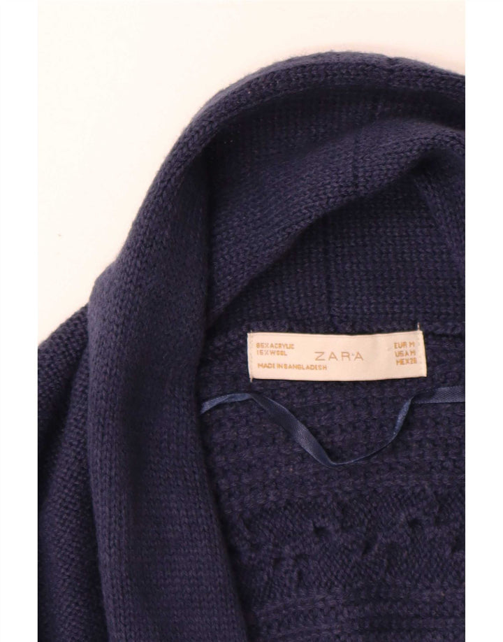 Женский свободный кардиган Zara UK 12, средний темно-синий акрил