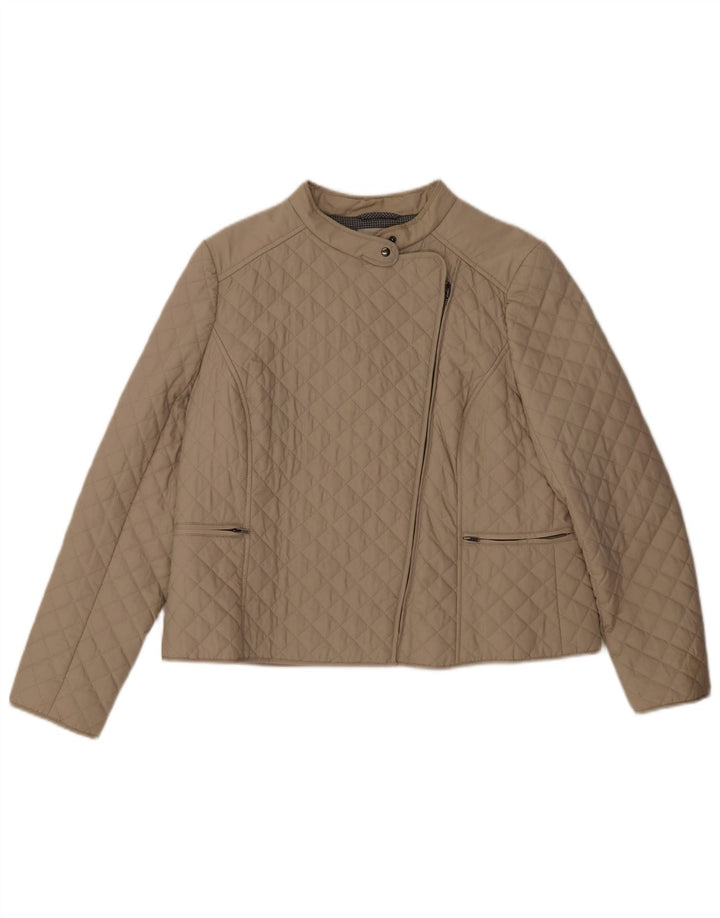 Женская укороченная стеганая куртка Hobbs UK 16, большой размер, бежевый хлопок