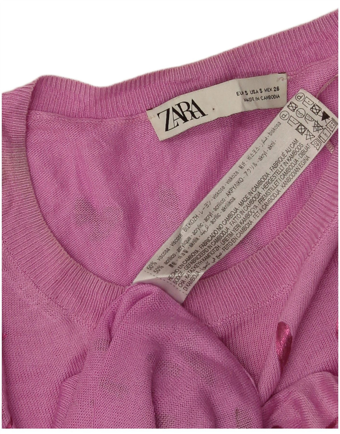 Женский джемпер с вырезом «лодочка» Zara, Великобритания, 10, маленький розовый