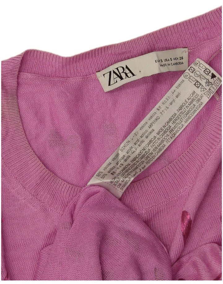 Женский джемпер с вырезом «лодочка» Zara, Великобритания, 10, маленький розовый