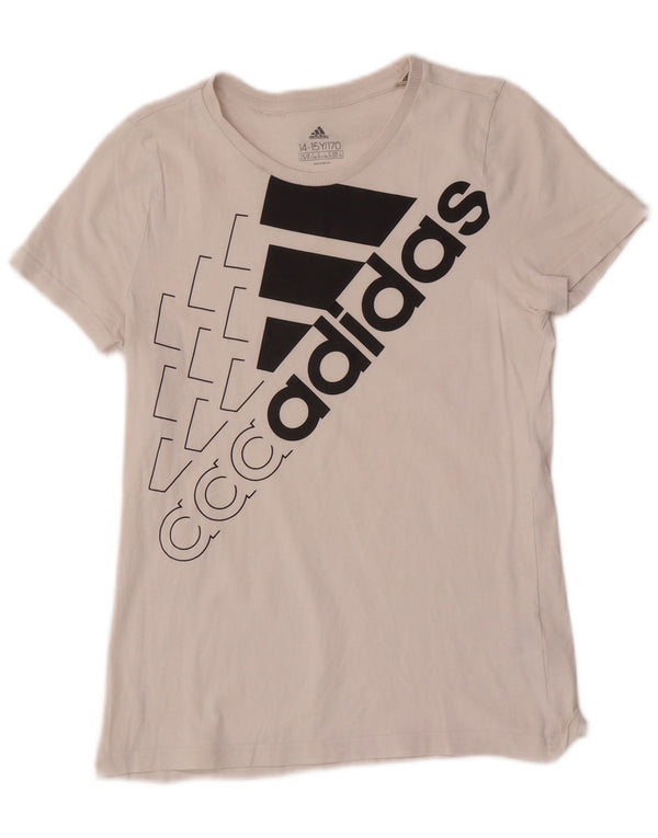 Футболка Adidas с рисунком для мальчиков, топ 14-15 лет, белый хлопок