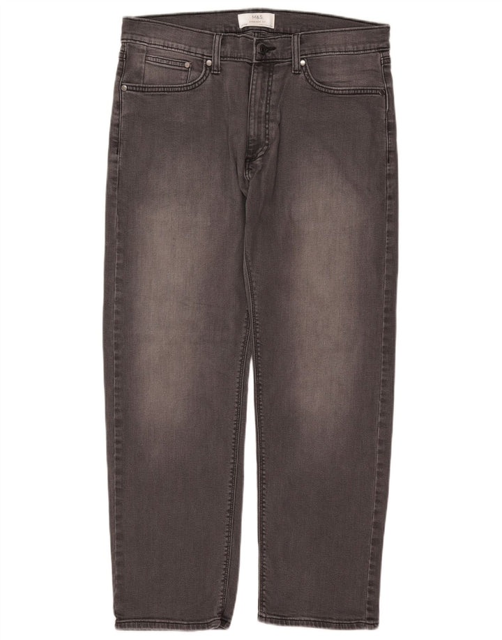 Мужские прямые джинсы MARKS & SPENCER W34 L29 серые, хлопок