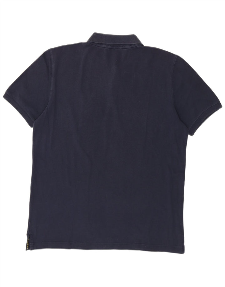 VINTAGE Mens Polo Shirt Large Navy Blue Cotton