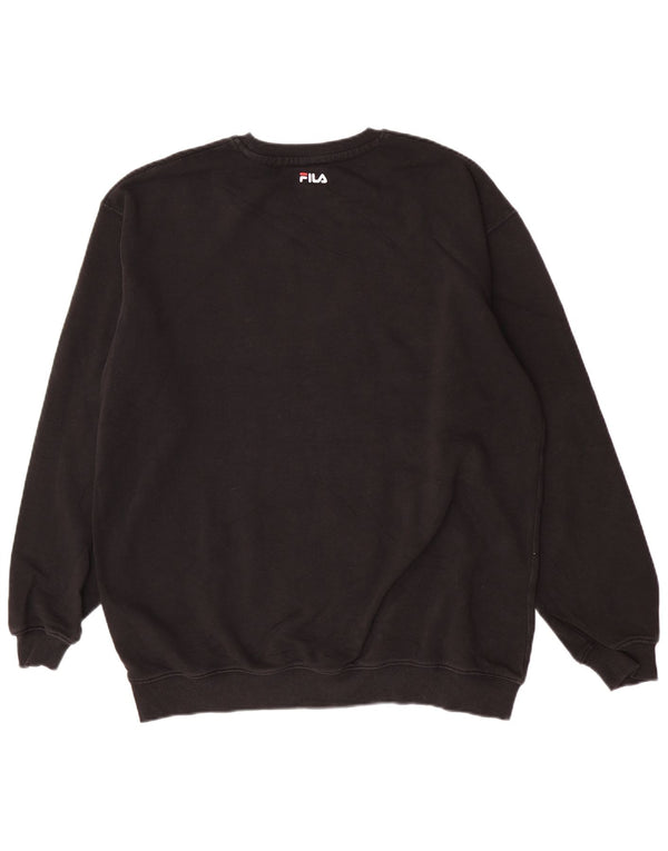 Мужской толстовка с рисунком Fila, большой черный хлопковый джемпер
