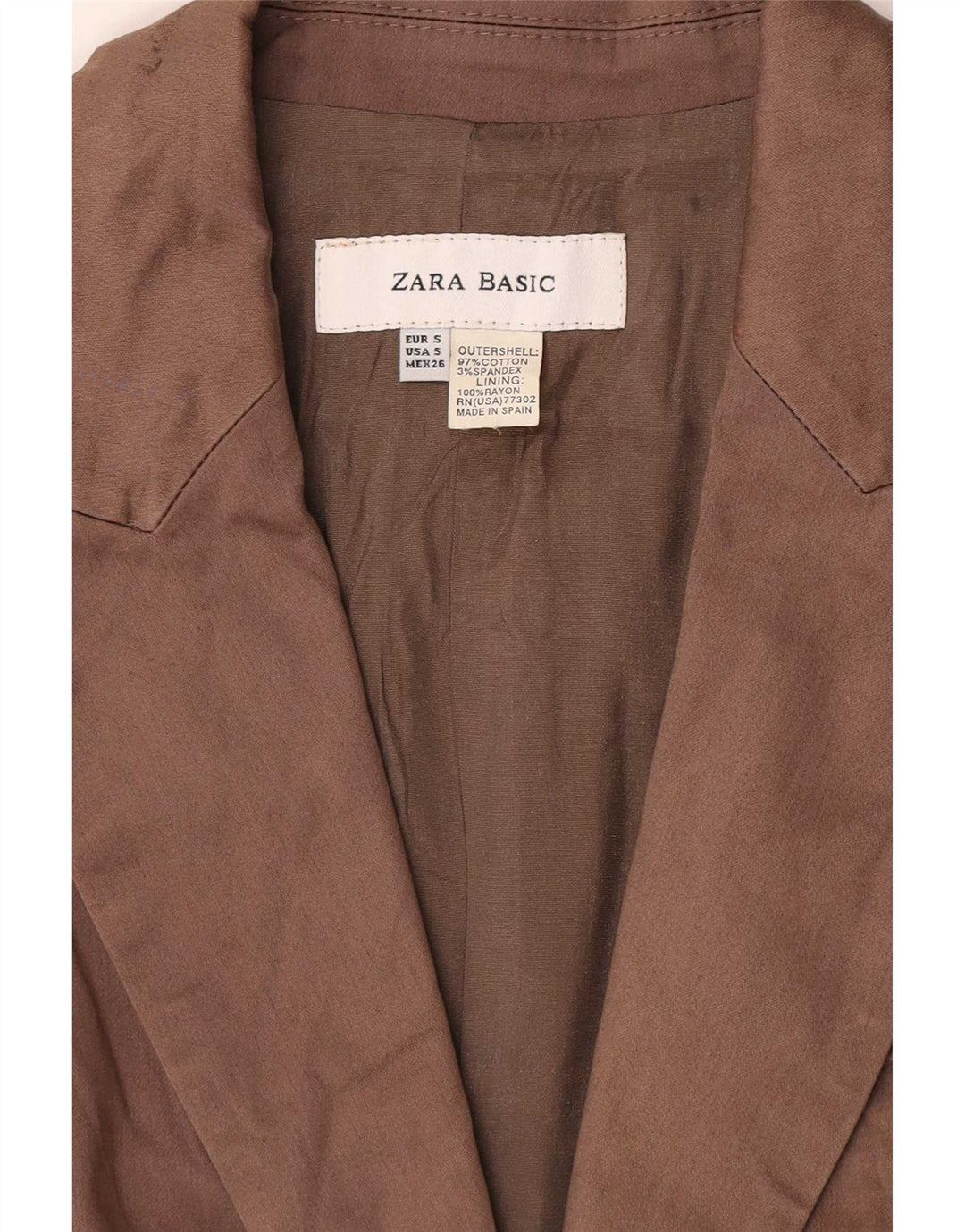 Женский пиджак на 1 пуговице Zara UK 10, маленький коричневый хлопок