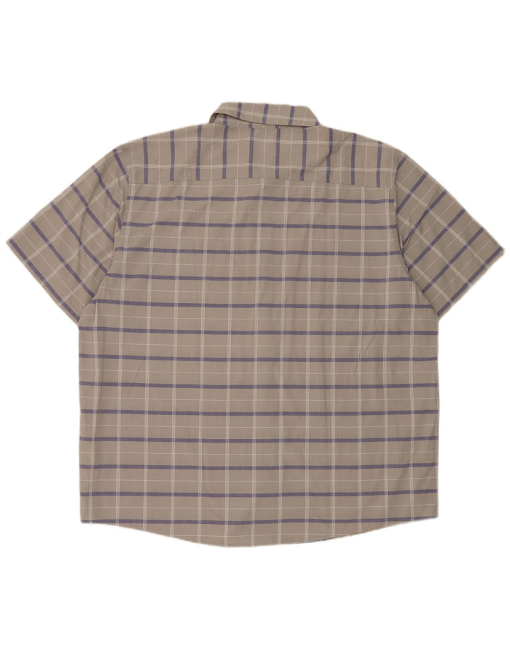 Мужская рубашка Adidas с коротким рукавом 2XL серая в клетку из полиэстера