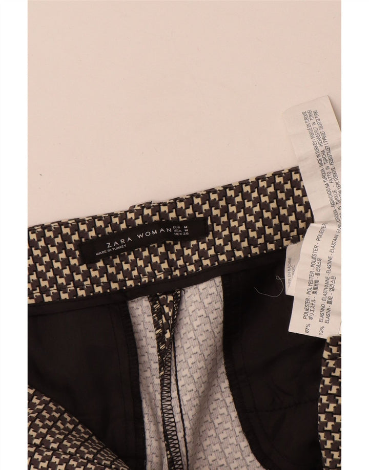 Женские узкие повседневные брюки Zara среднего размера W28 L29, серые, полиэстер с геометрическим рисунком