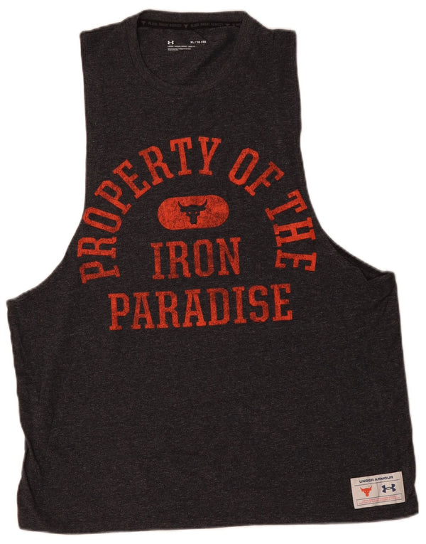 UNDER ARMOUR Mens Graphic Vest Top XL Grey Cotton