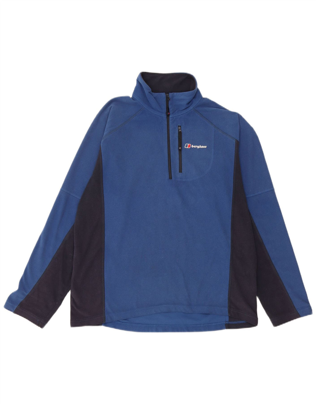BERGHAUS Мужской флисовый джемпер с воротником на молнии, средний синий, полиэстер с цветными блоками
