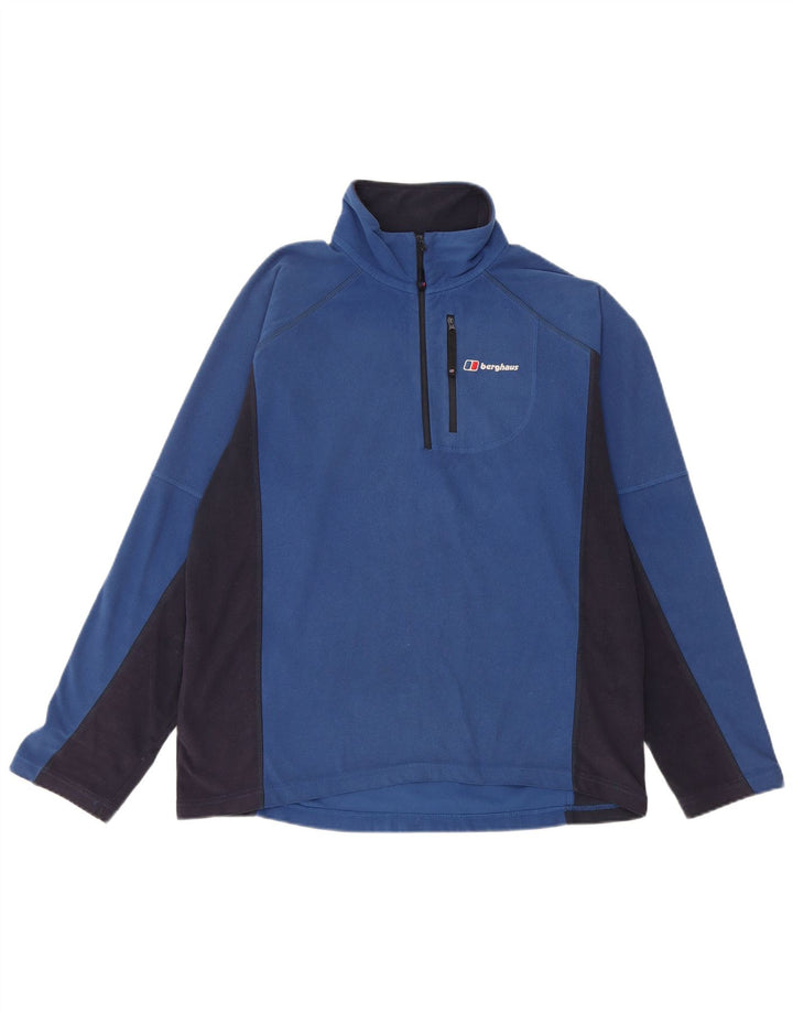 BERGHAUS Мужской флисовый джемпер с воротником на молнии, средний синий, полиэстер с цветными блоками