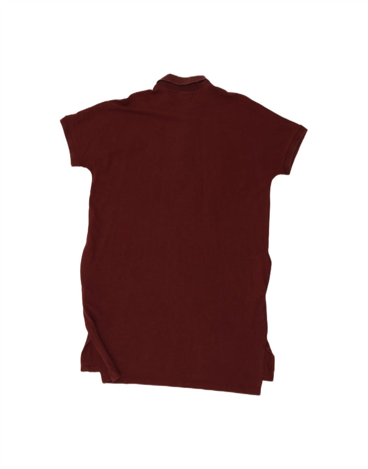 LACOSTE Womens Polo Dress UK 14 Medium Maroon Lyocell