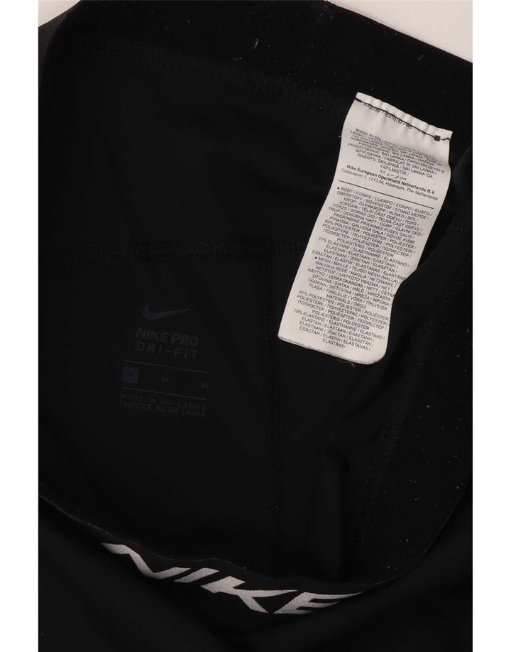 Женские укороченные леггинсы с рисунком Nike Dri Fit UK 12, средний черный полиэстер