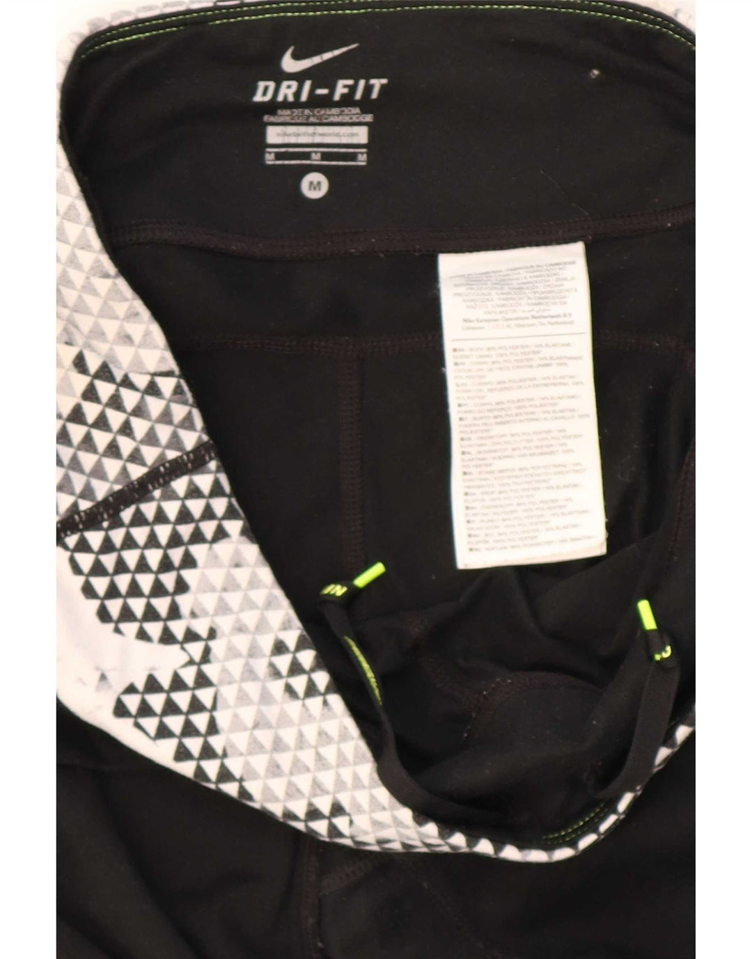 Женские леггинсы Nike Dri Fit UK 14, средний черный, полиэстер с геометрическим рисунком