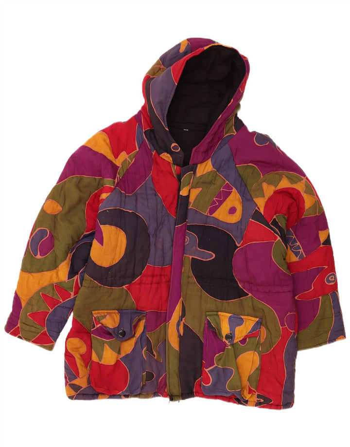Винтажная женская ветровка с абстрактным узором, Великобритания 16, большая разноцветная