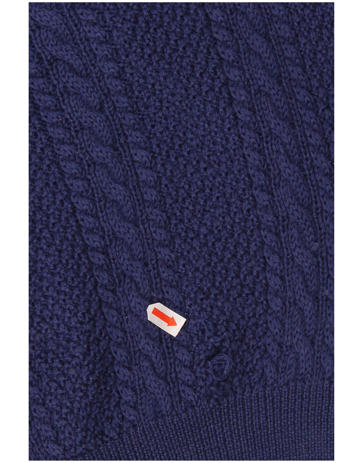 Мужской свитер VINTAGE с круглым вырезом XL, темно-синий, из натуральной шерсти