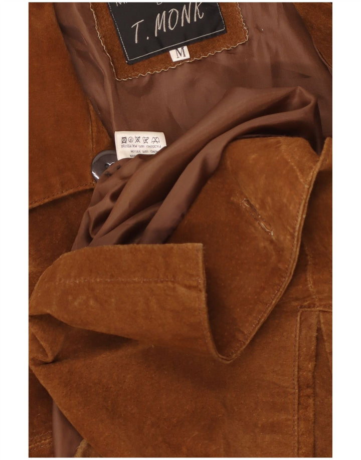 Винтажный мужской замшевый пиджак с 3 пуговицами, Великобритания 38, средний коричневый кожаный пиджак