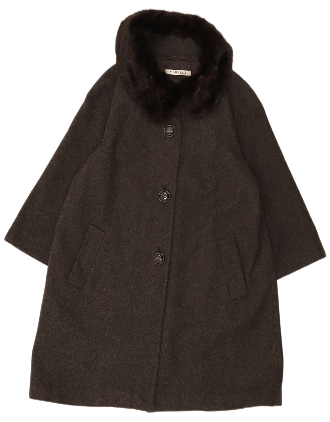 Женское пальто свободного кроя Marella UK 14, большое, серое, шерстяное