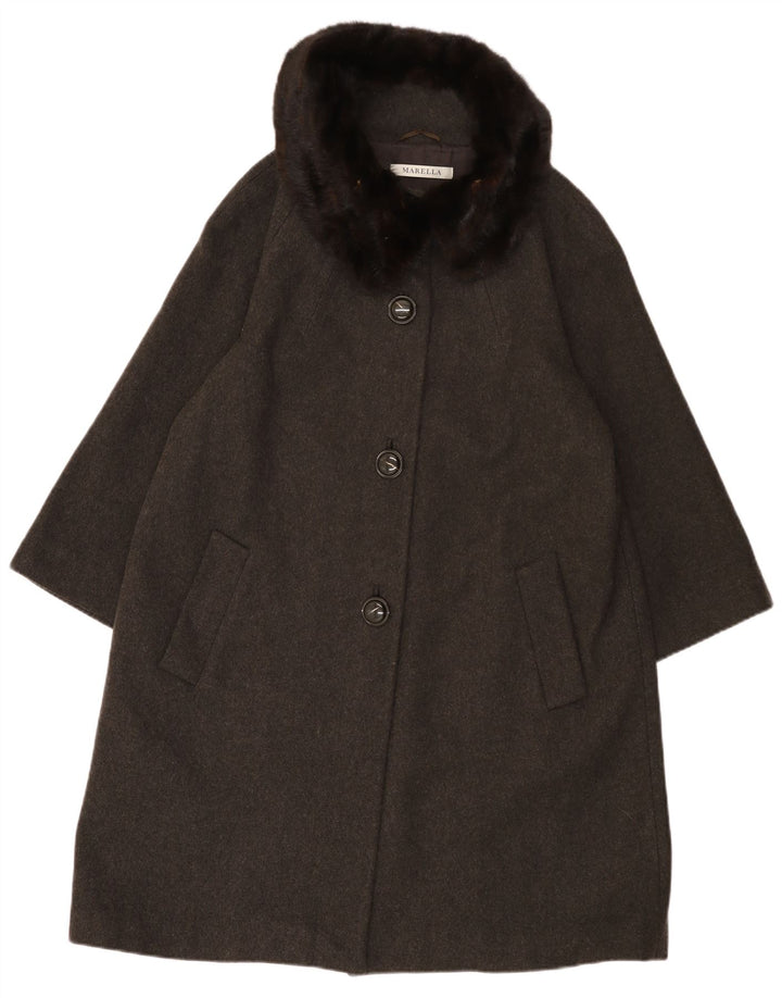 Женское пальто свободного кроя Marella UK 14, большое, серое, шерстяное