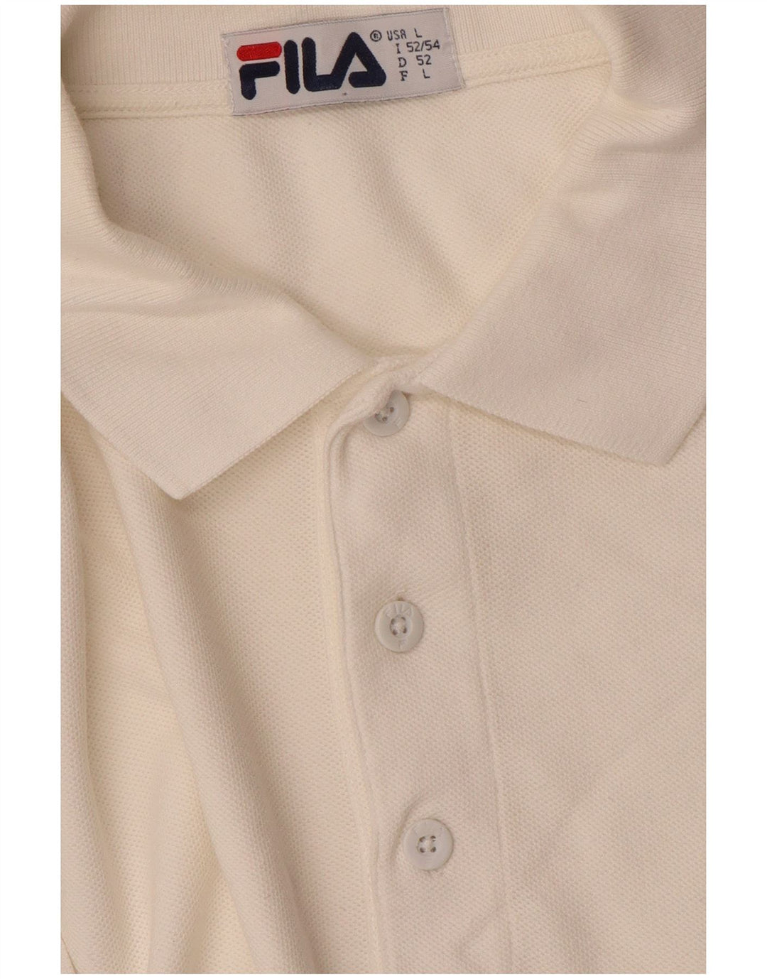 FILA Mens Polo Shirt IT 52/54 Large White Cotton