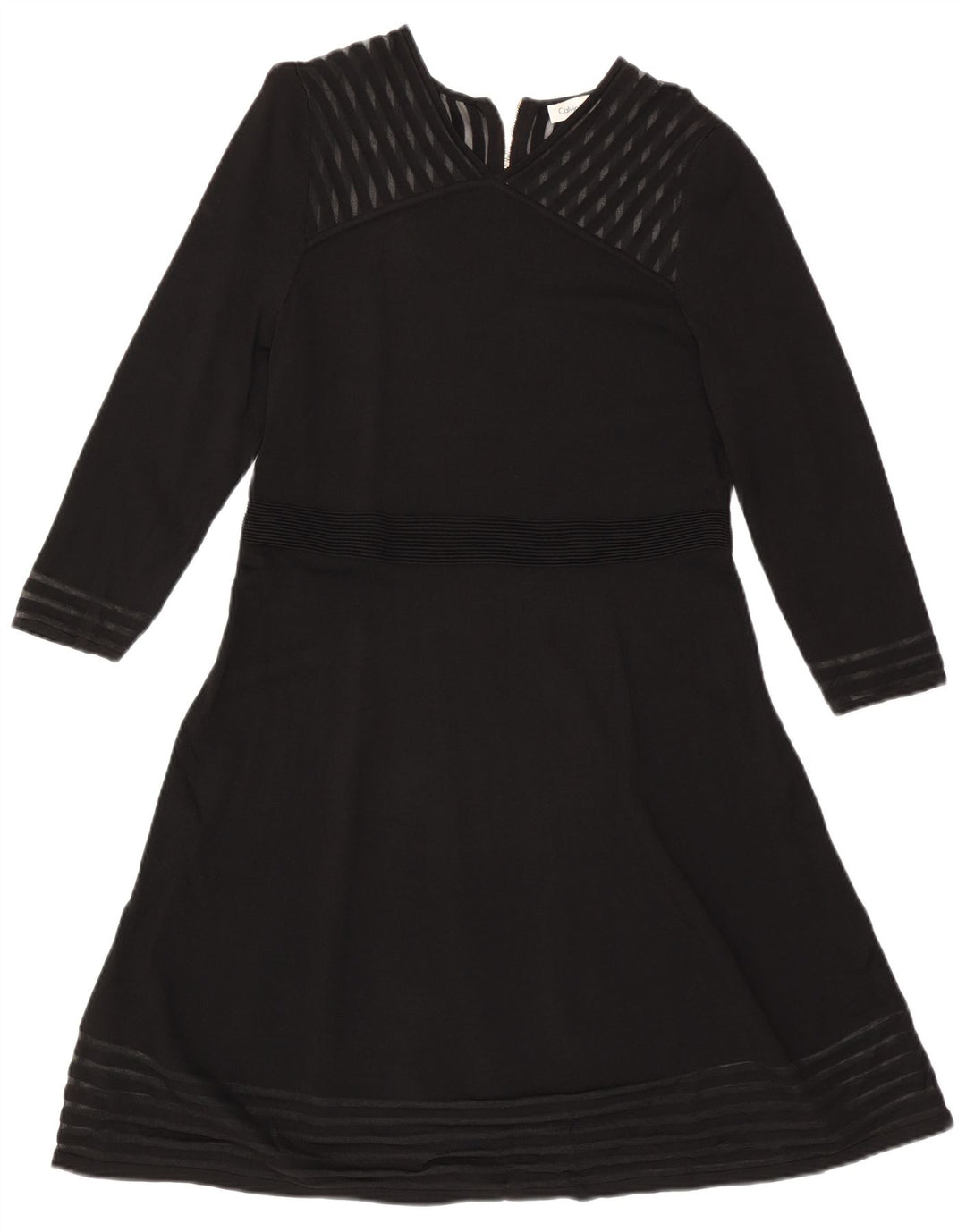 Женское платье А-силуэта с длинными рукавами CALVIN KLEIN UK 18 XL, черный вискоза в полоску